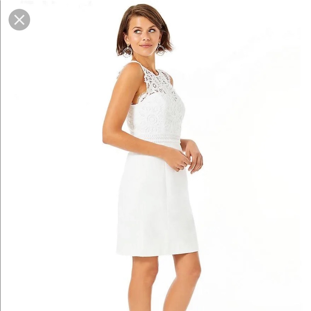 Lilly Pulitzer White Sharice Stretch Shift Dress Size 00 NWT